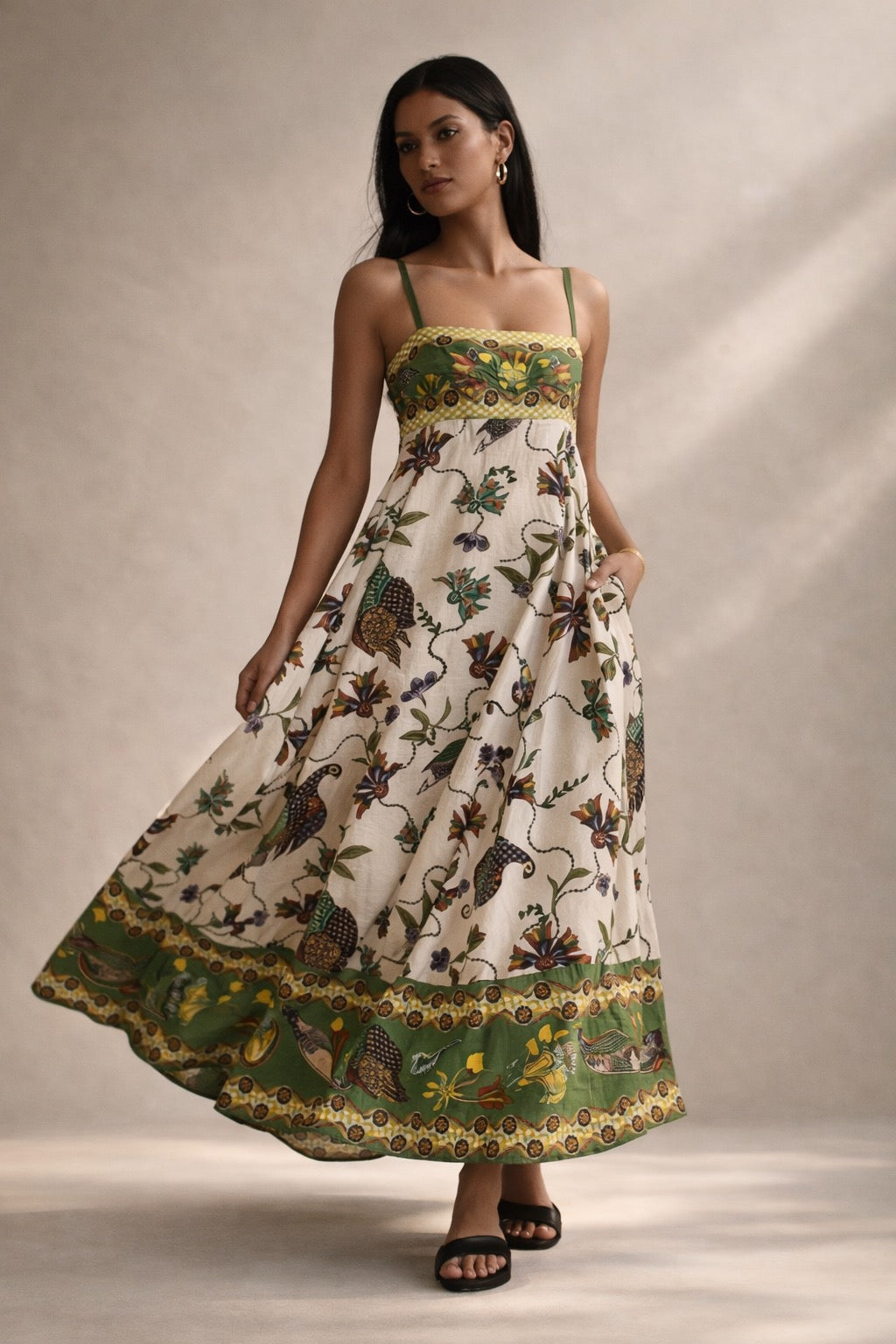 Botanical Print Maxi Dress