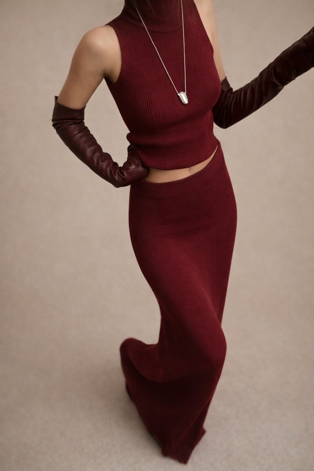Sleeveless Knit Turtleneck Co-Ord Set