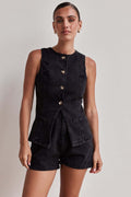 Tailored Denim Two-Piece Set