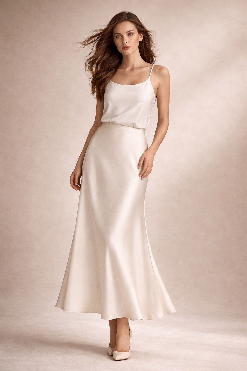 Skirt Midi Satin Basen