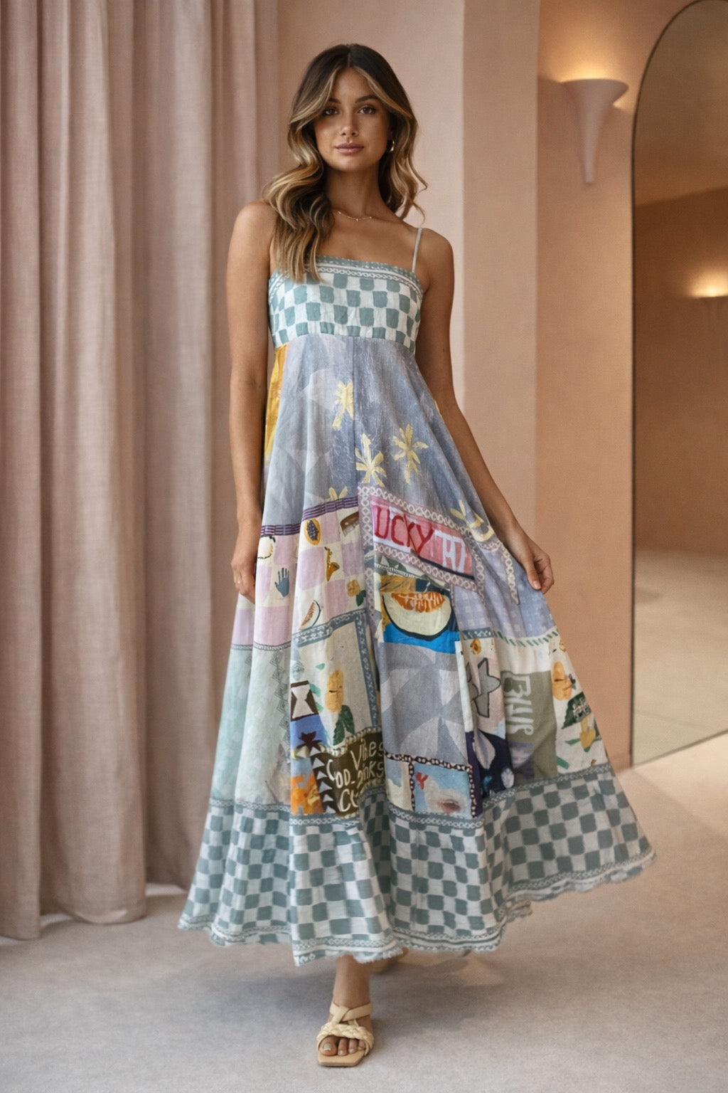 Botanical Print Maxi Dress