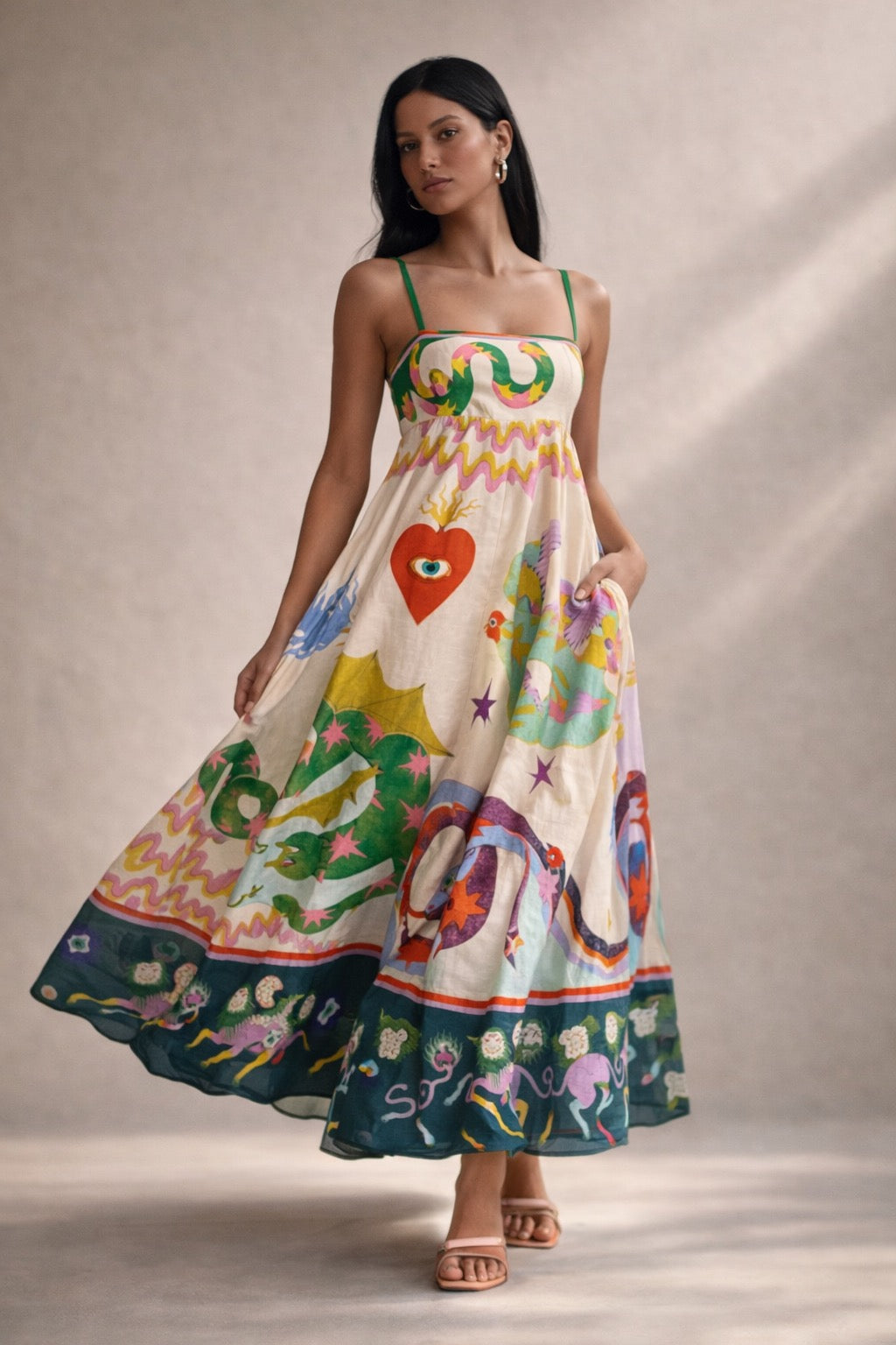 Botanical Print Maxi Dress