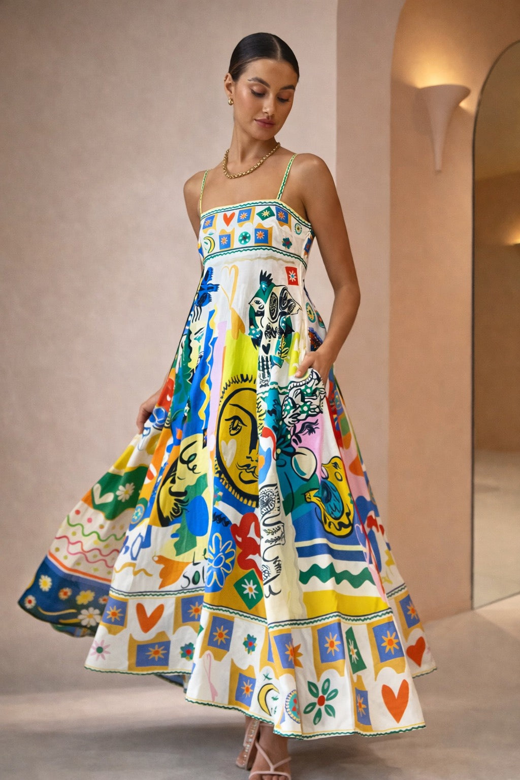 Botanical Print Maxi Dress