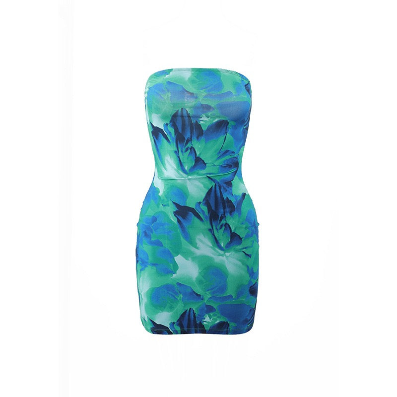 Strapless Floral Mini Dress