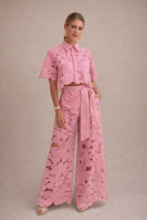Cropped Shirt & Wide-Leg Set