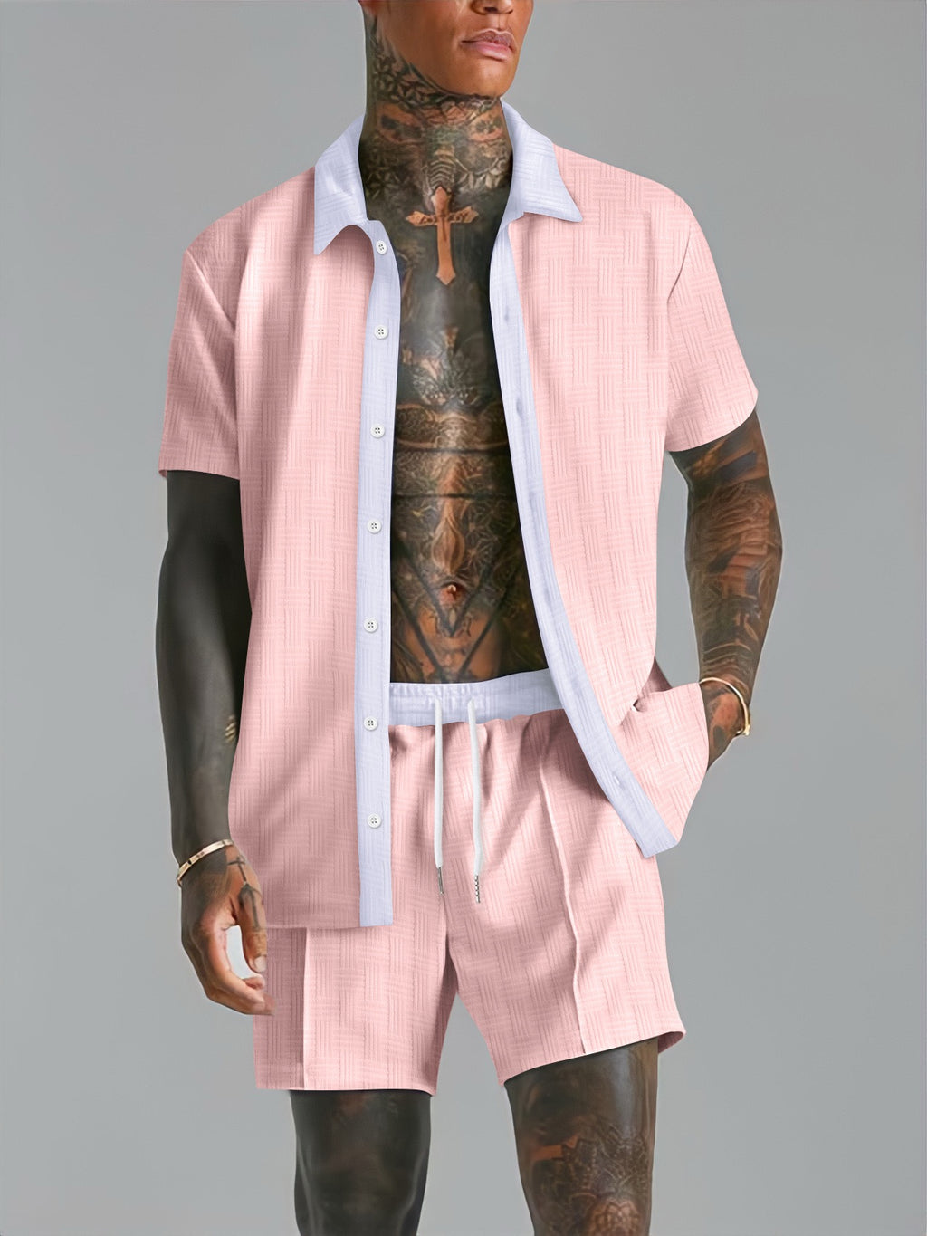 Men’s Summer Textured Short Set