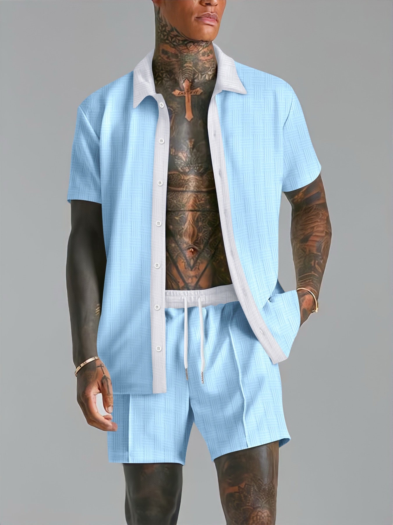 Men’s Summer Textured Short Set