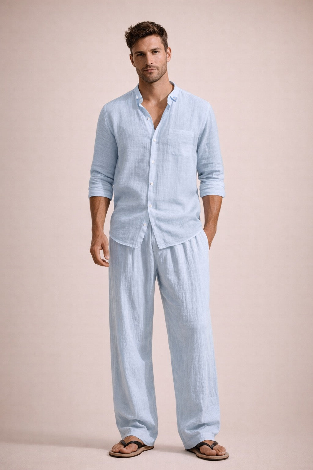 Men’s Relaxed Linen Two-Piece Set