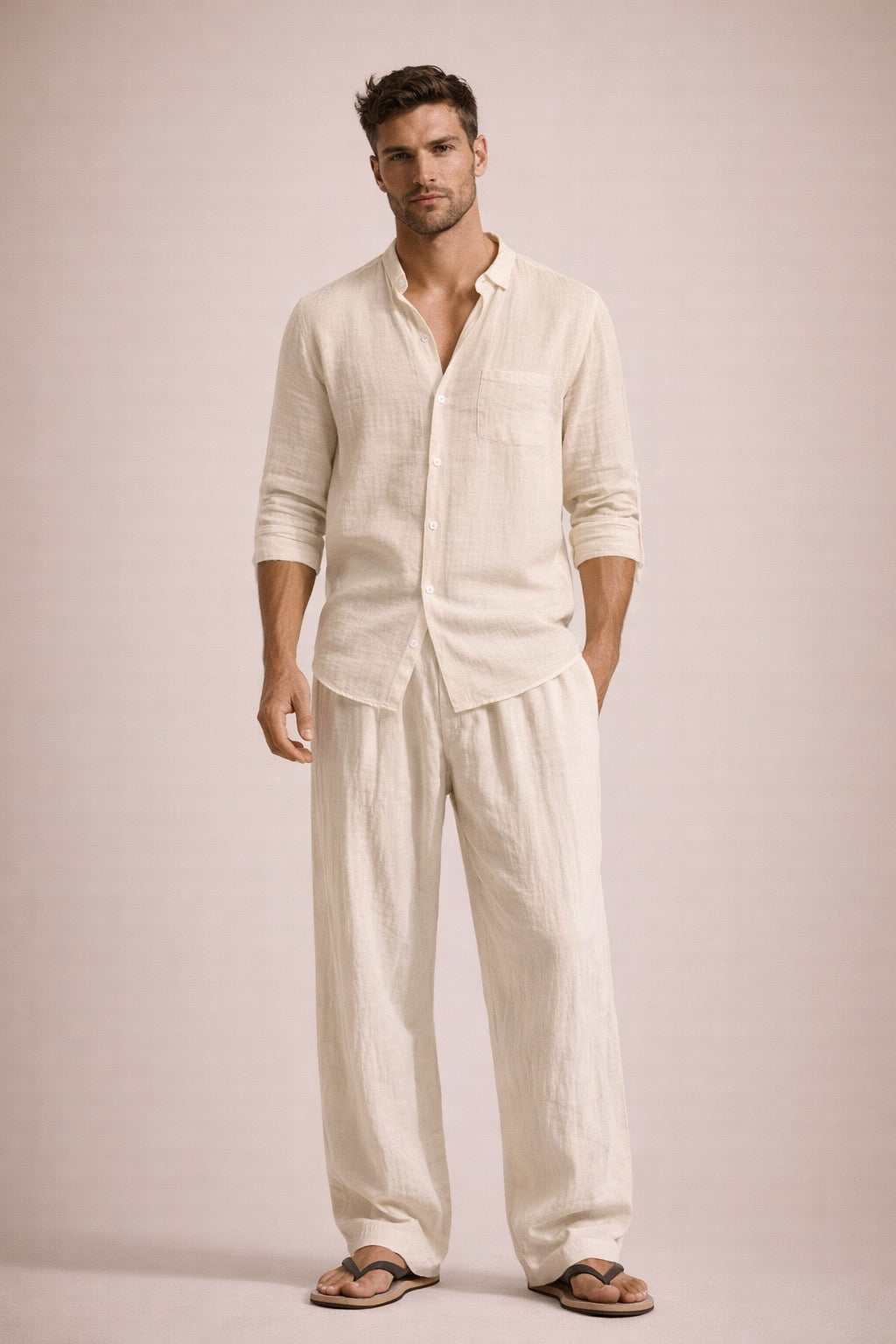 Men’s Relaxed Linen Two-Piece Set