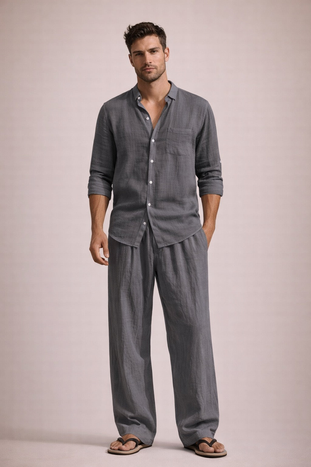Men’s Relaxed Linen Two-Piece Set