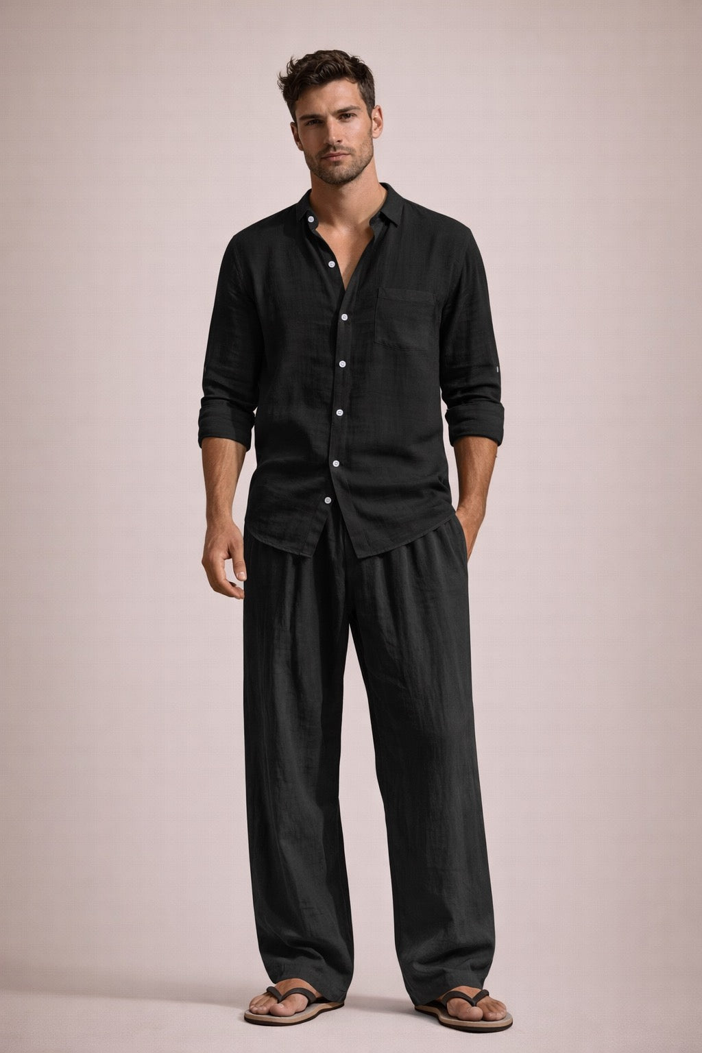 Men’s Relaxed Linen Two-Piece Set