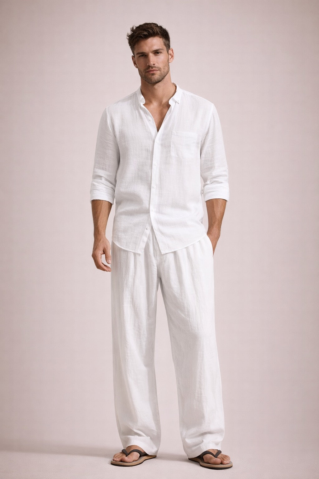 Men’s Relaxed Linen Two-Piece Set