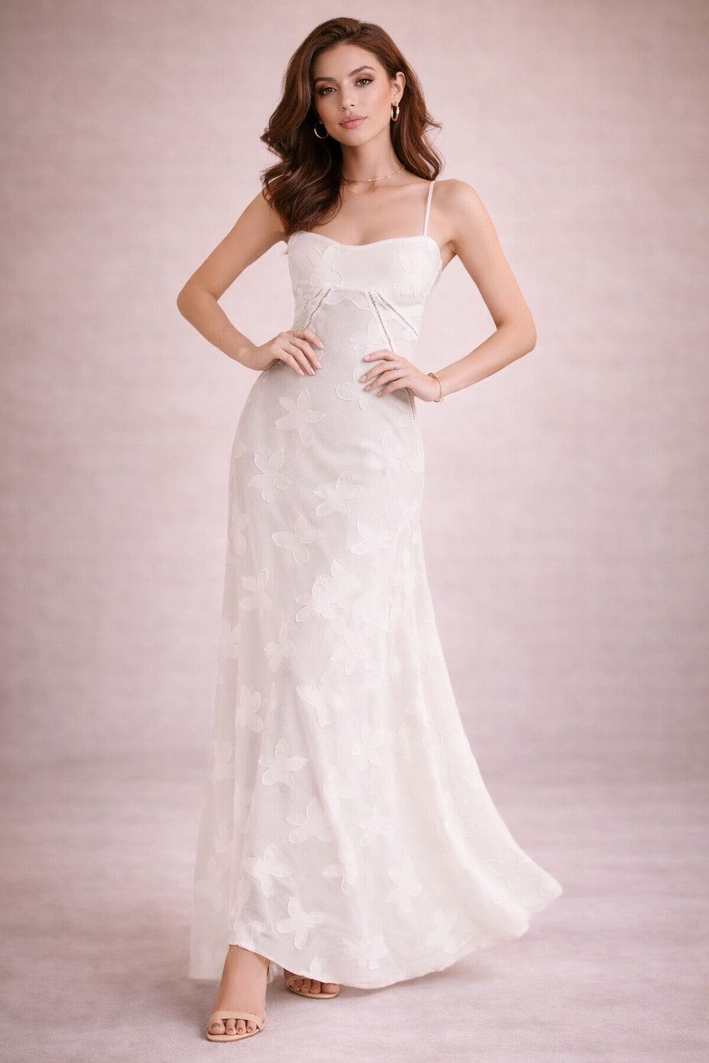 Elegant Floral Strap Maxi Dress