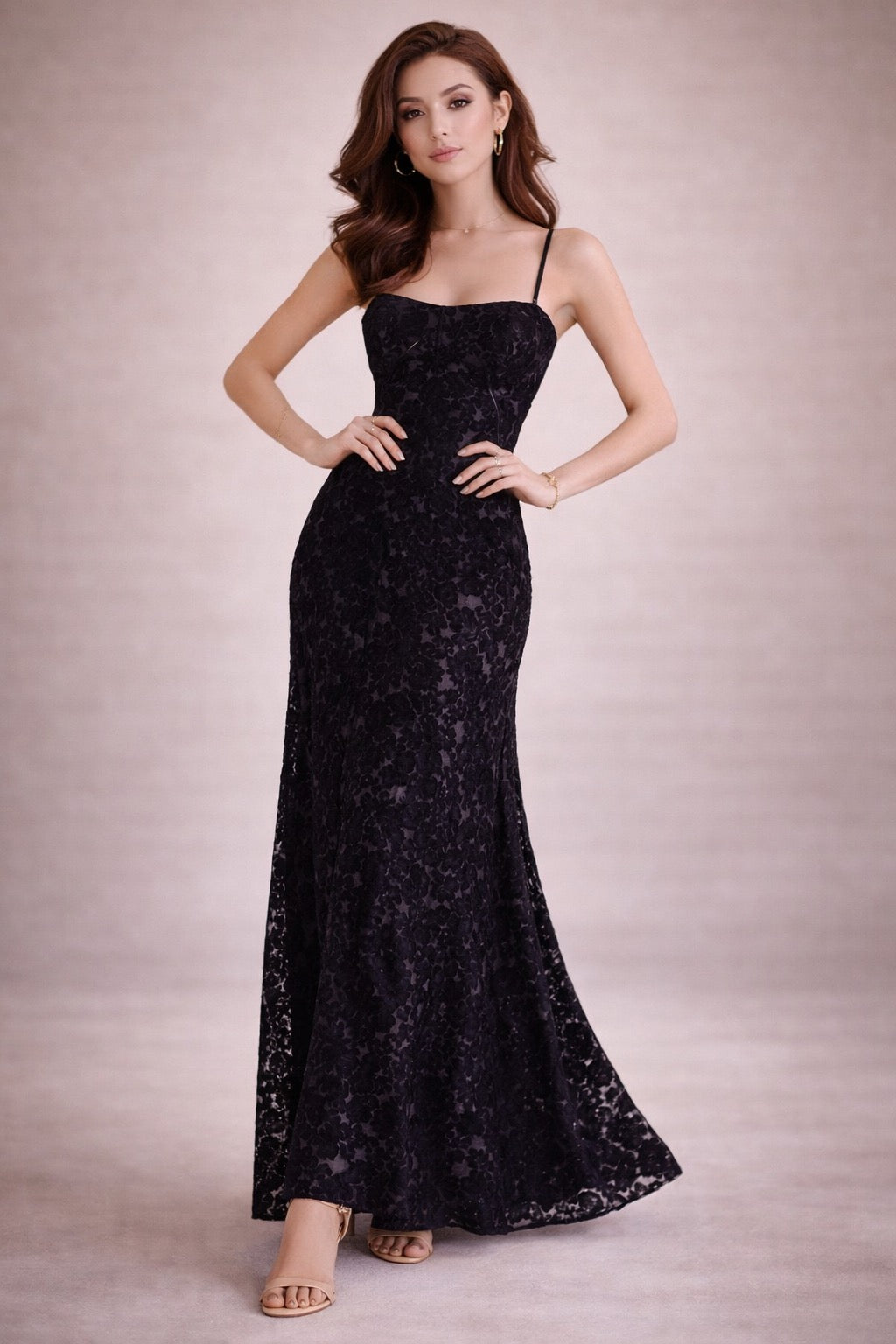 Elegant Floral Strap Maxi Dress