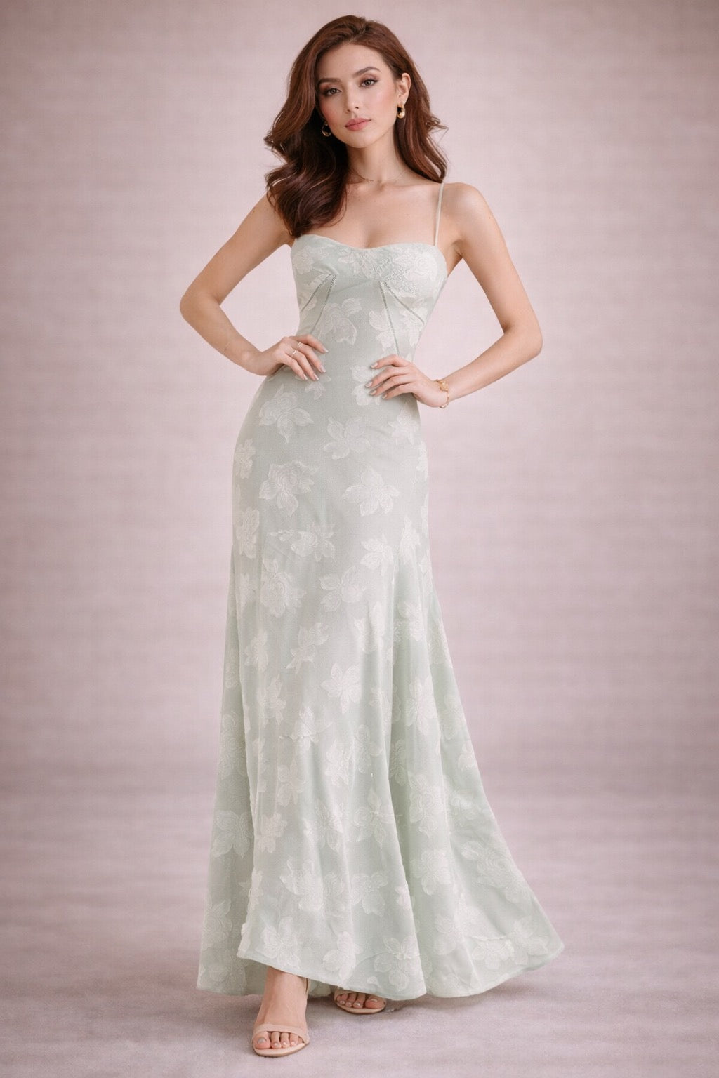 Elegant Floral Strap Maxi Dress