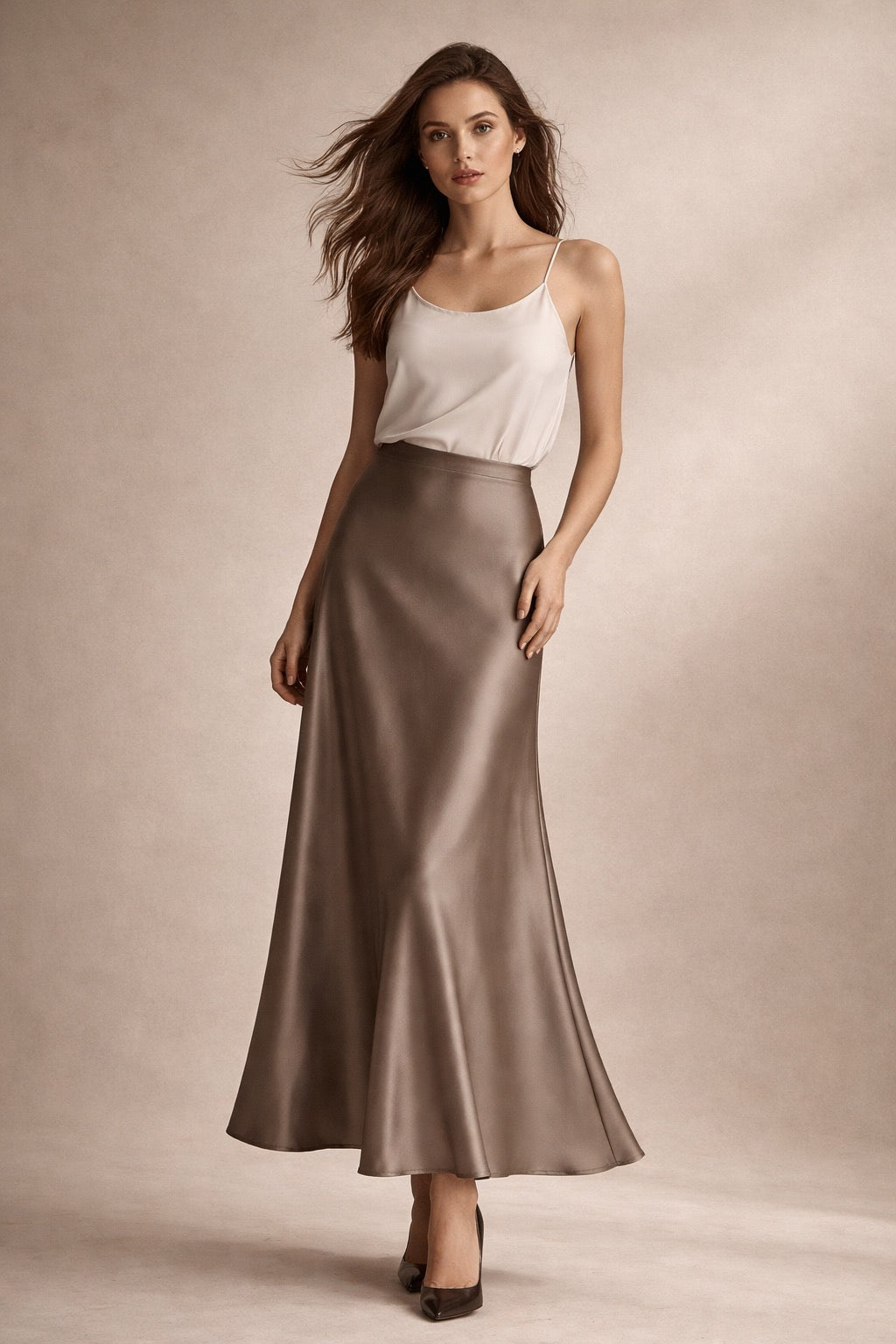 Skirt Midi Satin Basen