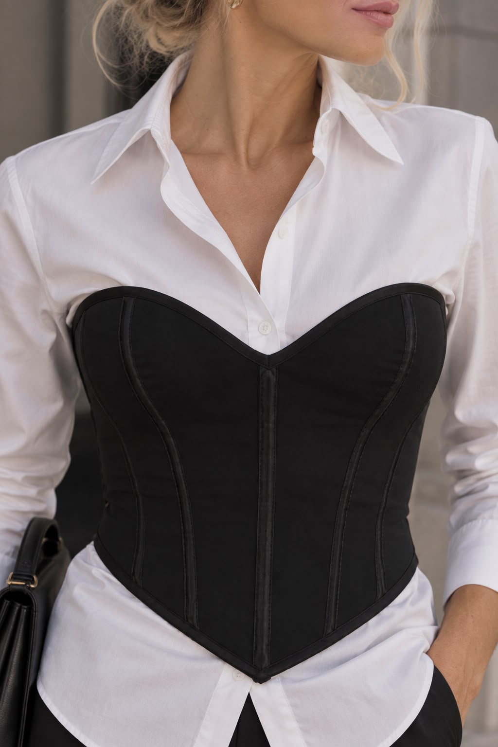 Women's Black Strapless Corset Top