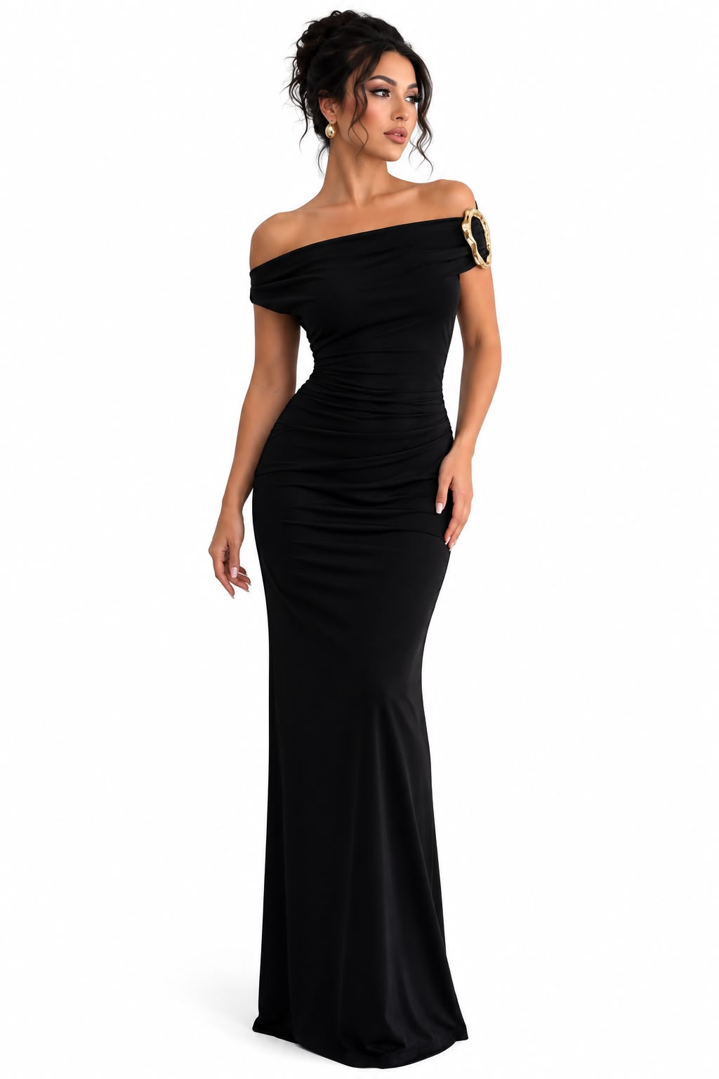 Women's Black Off The Shoulder Maxi Dress