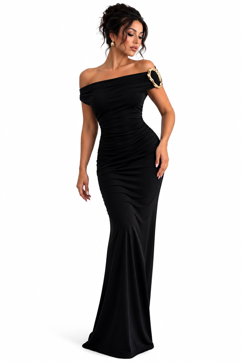 Women's Black Off The Shoulder Maxi Dress