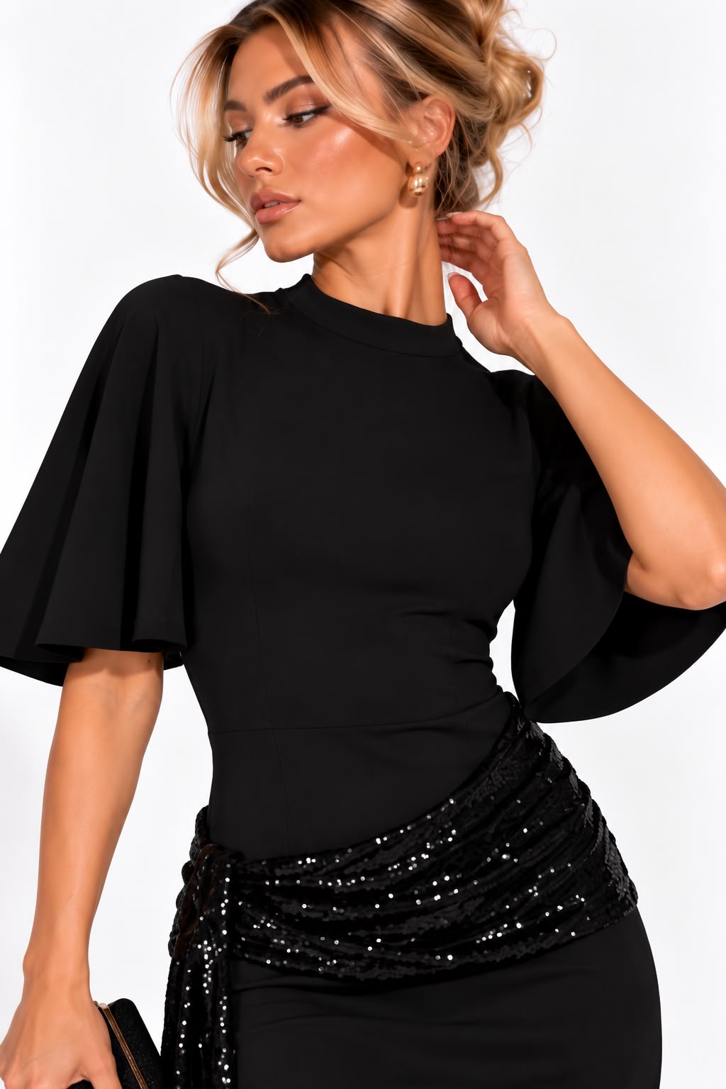 Women's Black Sequin Mini Dress