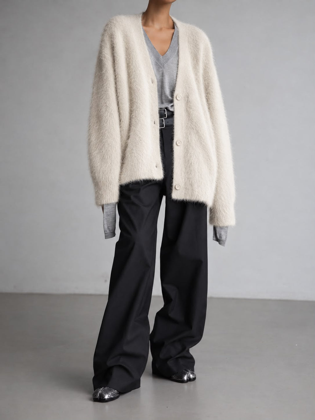 Women's Faux-Mink Button Cardigan