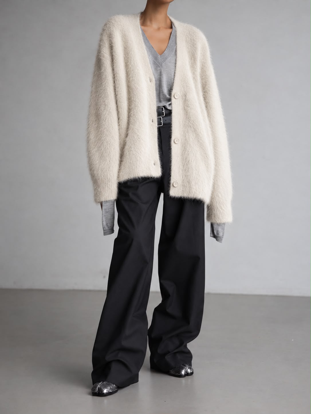 Women's Faux-Mink Button Cardigan