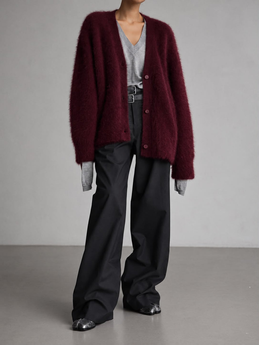 Women's Faux-Mink Button Cardigan