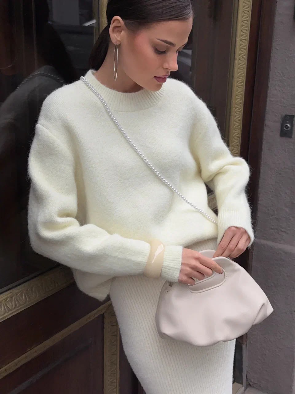 Women's Cropped Alpaca-Feel Pullover Sweater