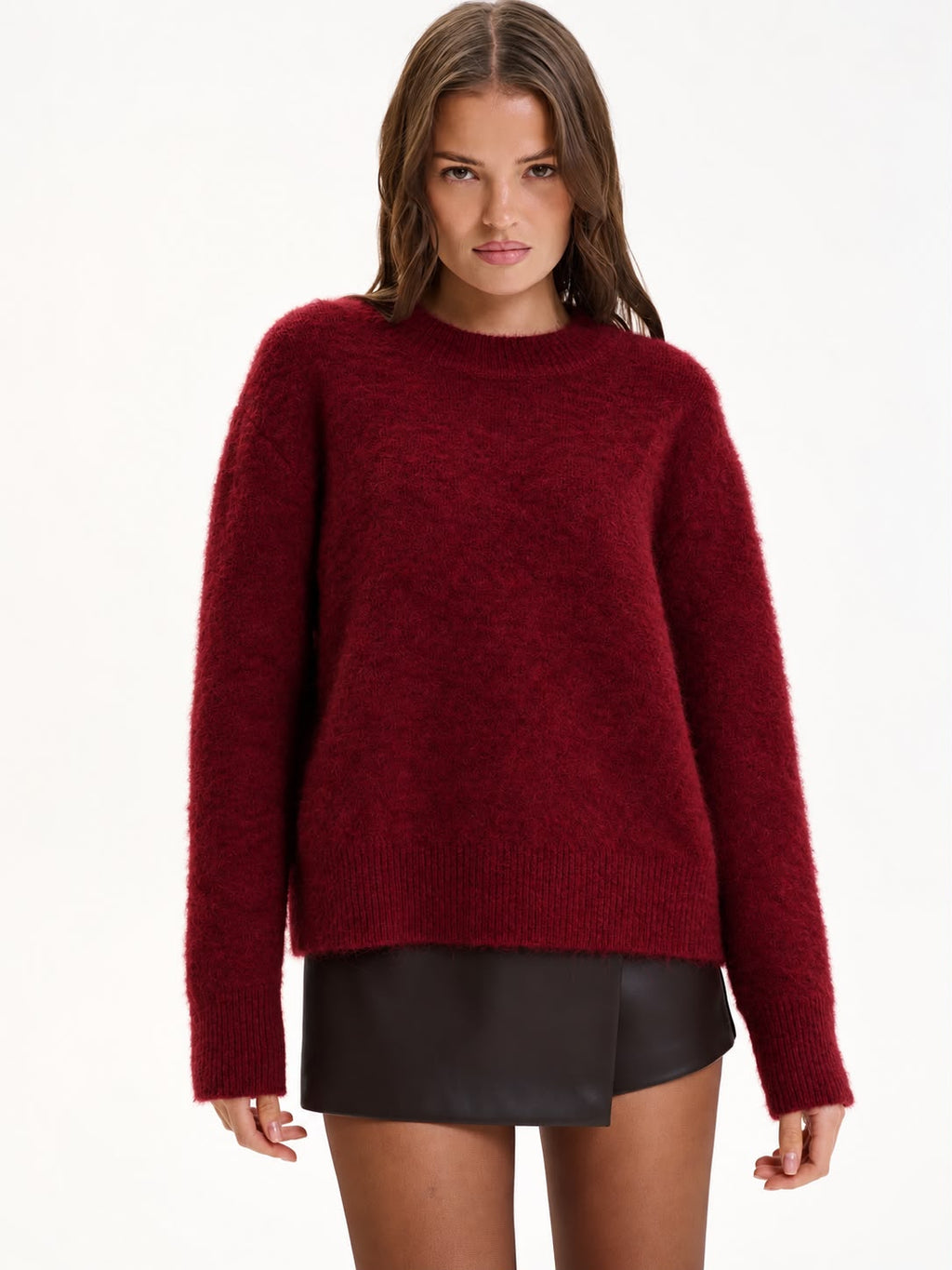 Women's Cropped Alpaca-Feel Pullover Sweater