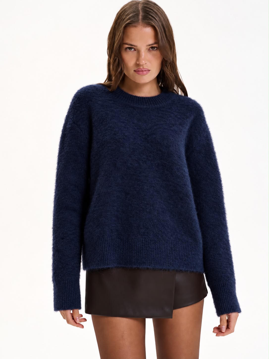 Women's Cropped Alpaca-Feel Pullover Sweater