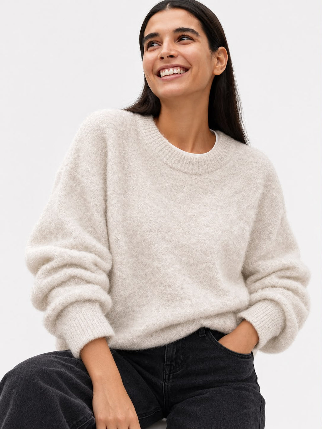 Women's Thick Round-Neck Pullover Sweater