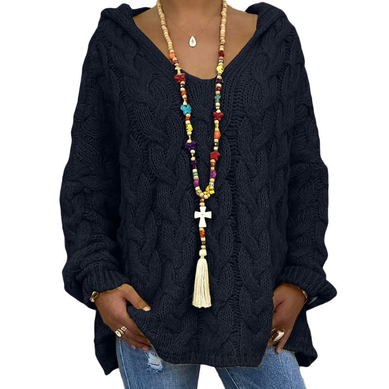 Women's Hooded Cable-Knit Sweater