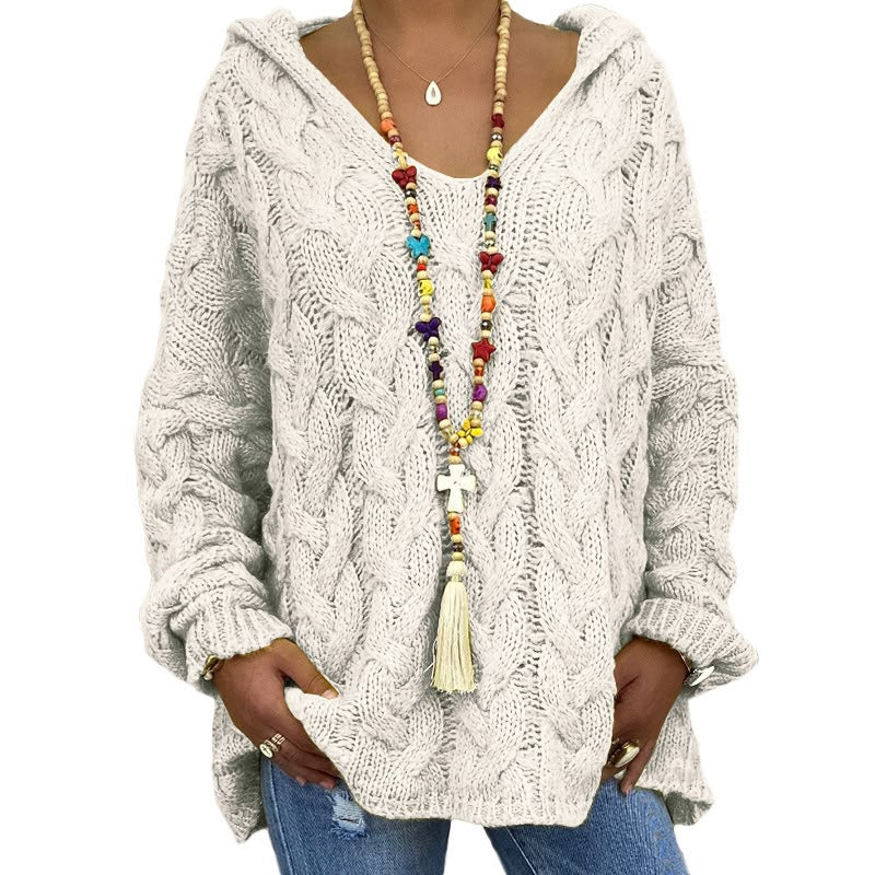 Women's Hooded Cable-Knit Sweater