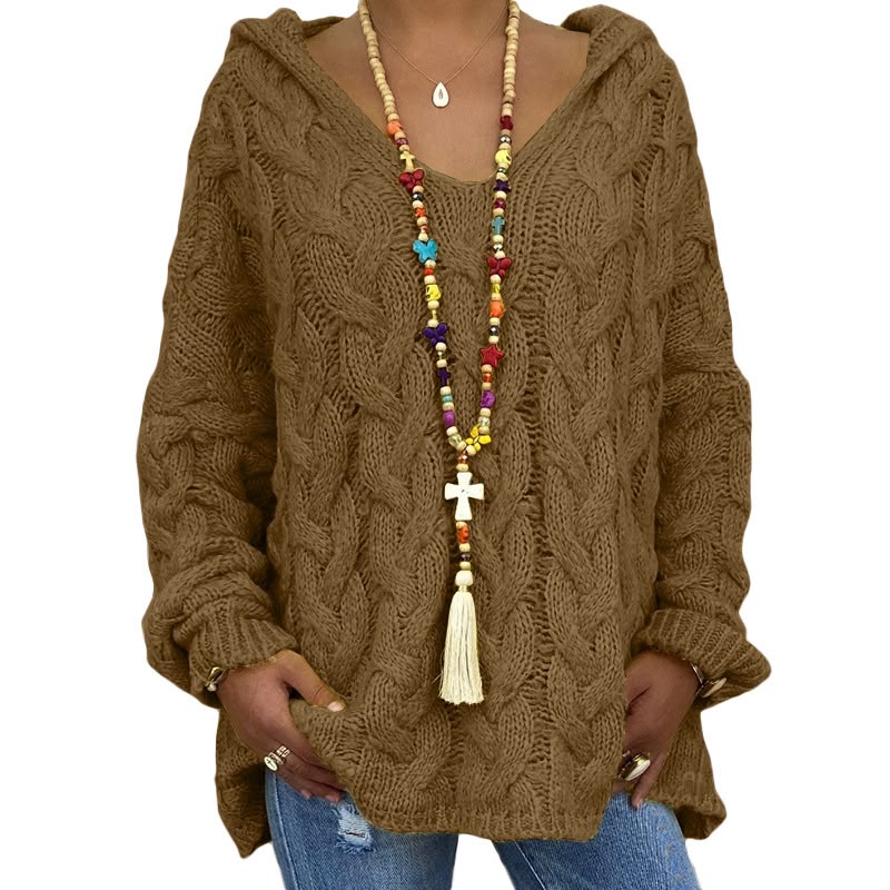Women's Hooded Cable-Knit Sweater