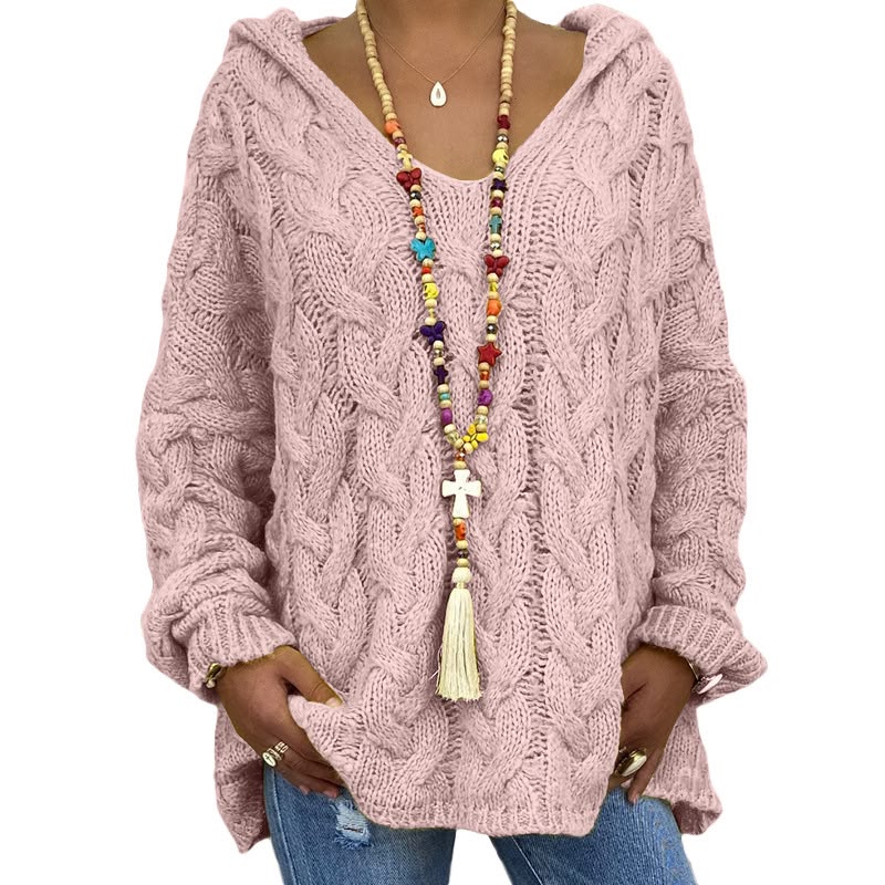 Women's Hooded Cable-Knit Sweater