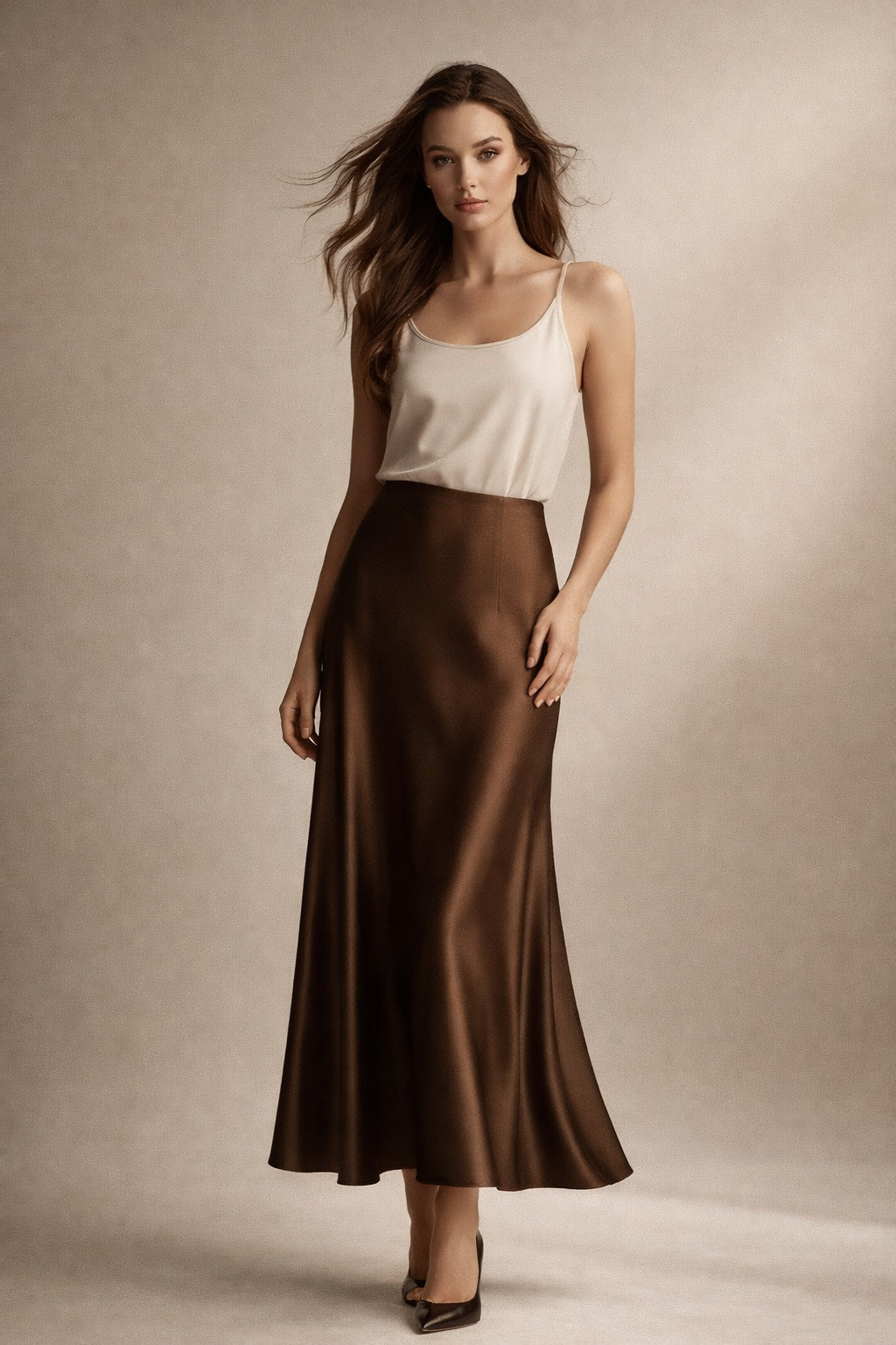 Skirt Midi Satin Basen